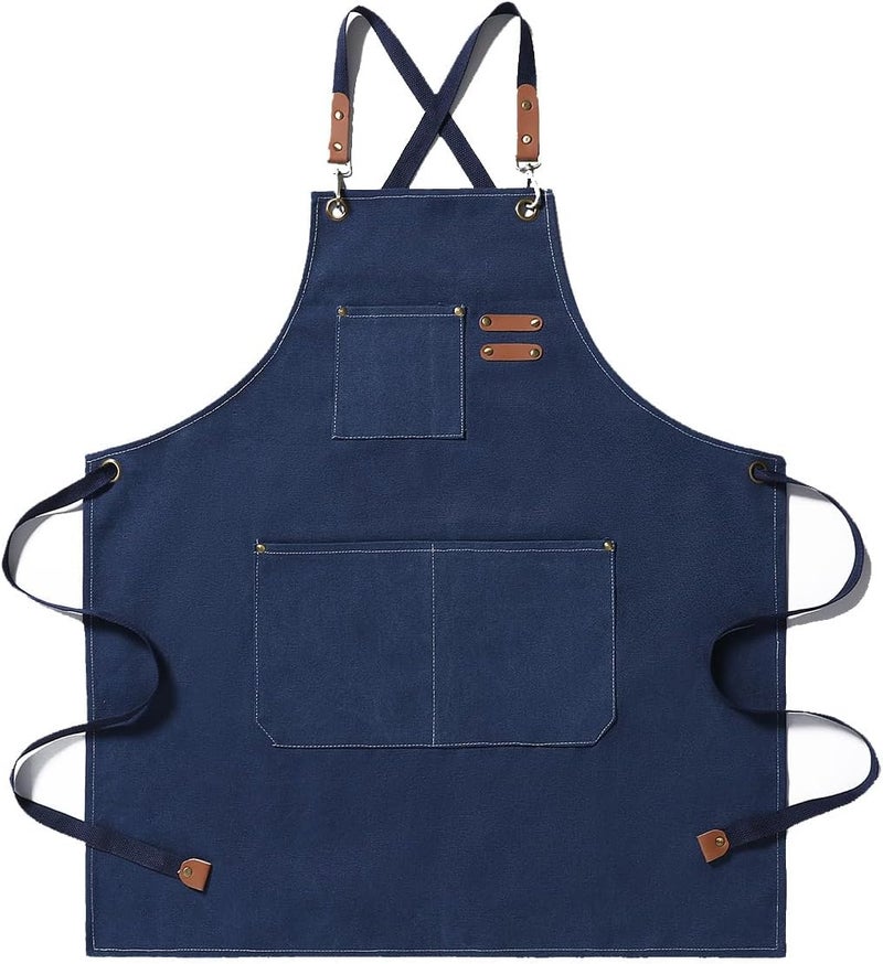 Duogoo Kitchen Chef Aprons for Women and Men with 3 Pockets for Cooking BBQ Bib Work - Image 1